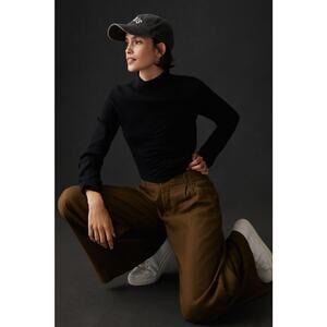 Anthropologie Ruched Mock-Neck Black Sweater - New Women Medium